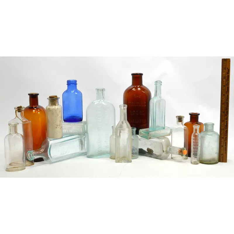 Set Of 19 Antique Quack Medicine Bottles — Chemistry Lab And Pharmacy Collectibles 1