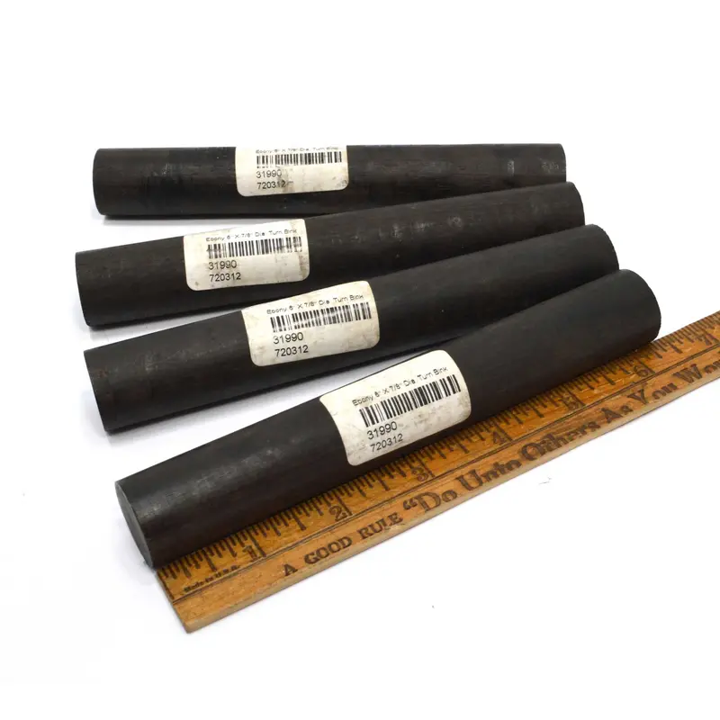 Set Of 4 Ebony Turning Blanks – 6" Length × 7/8" Diameter Pen Stock 1