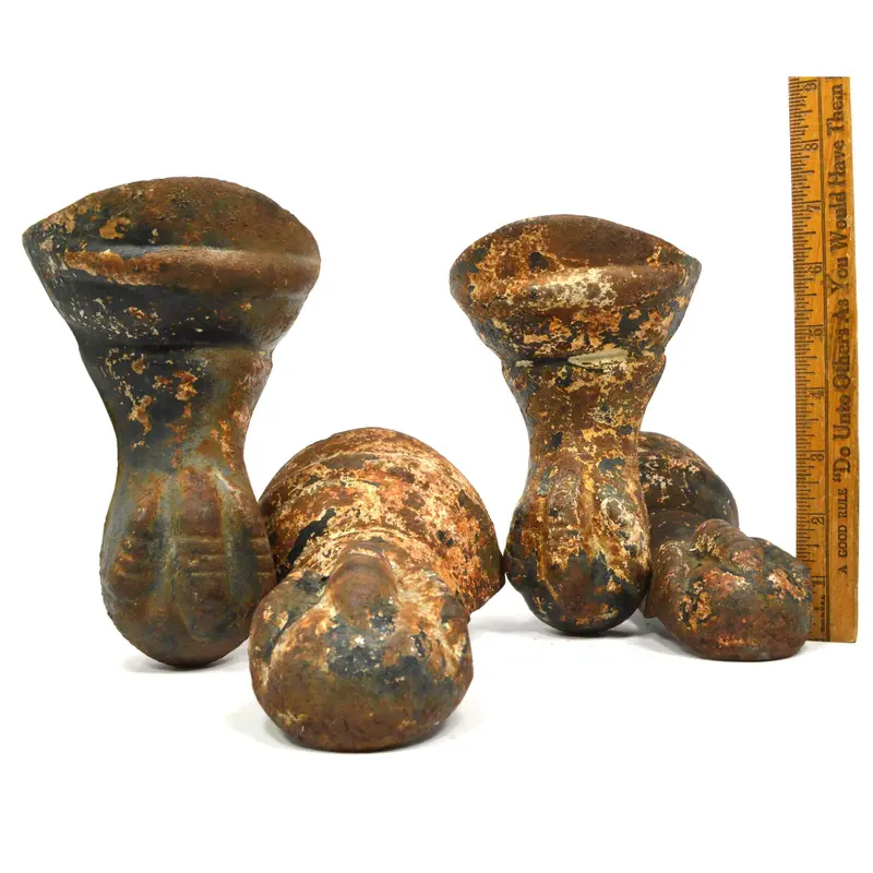 Set Of Four Cast Iron Claw-Foot Tub Feet – Distinctive Patina With Residual White Paint 1
