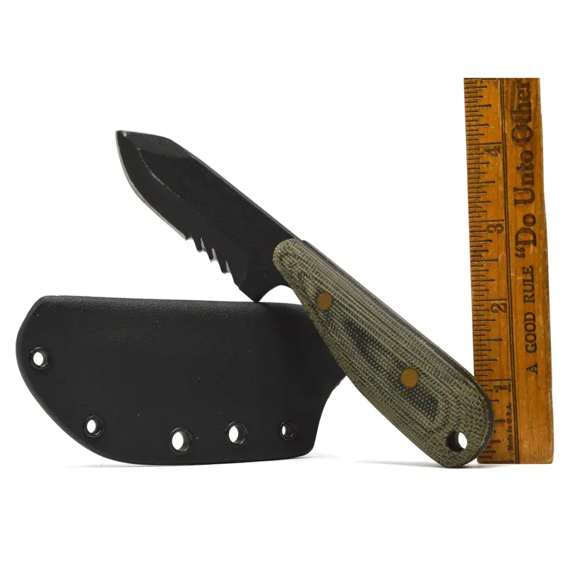 Shadow Tech Stk Spear Point Knife – Vintage Green Micarta Handle With Sheath 1