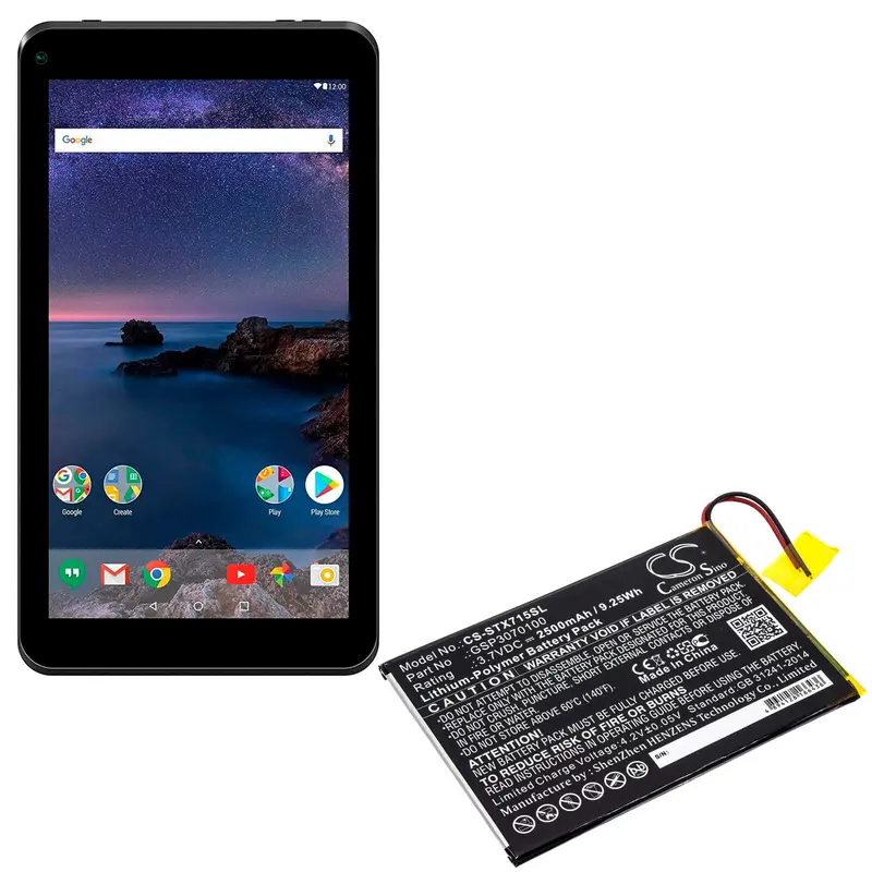 Smartab St7150 Tablet Battery – 3.7V 2500Mah Li-Ion (Replaces Gsp3070100) 1
