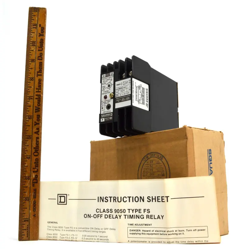 Square D On/Off Delay Timer, Class 9050 Type Fs4 With Timing Indicator – Factory-Sealed New 1