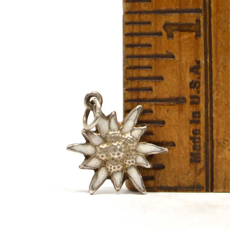 Tiny German Silver White Flower Charm – Marked Amz 800, Delicate Bracelet Accent 1