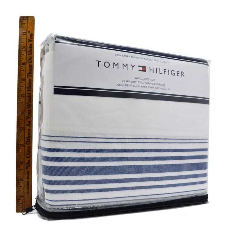 Tommy Hilfiger Twin Xl Sheet Set – White With Navy Stripes, X-Long Fit (2017) 1