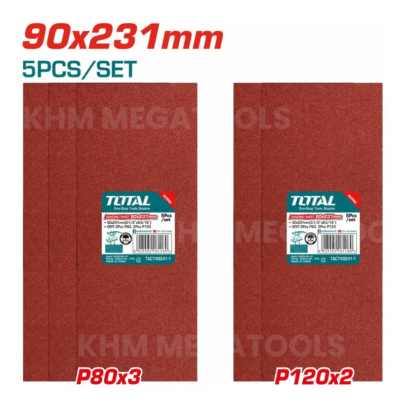 Total Tac749241-1 Sanding Sheets – 90×231Mm, Set Of 5 1