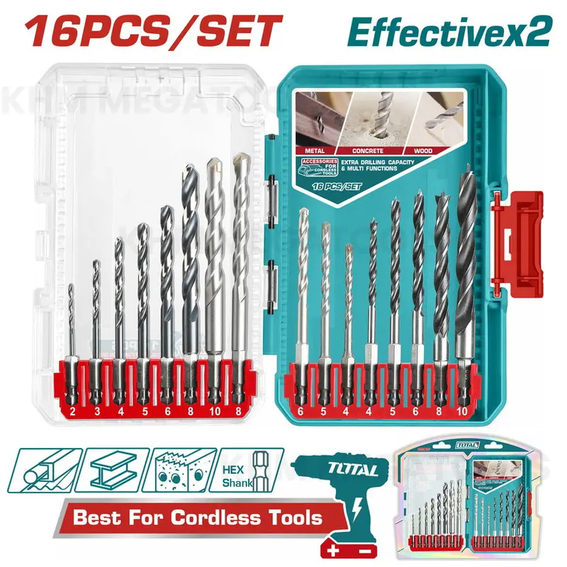 Total Tacsdl11608 16-Piece Assorted Drill Bit Set 1