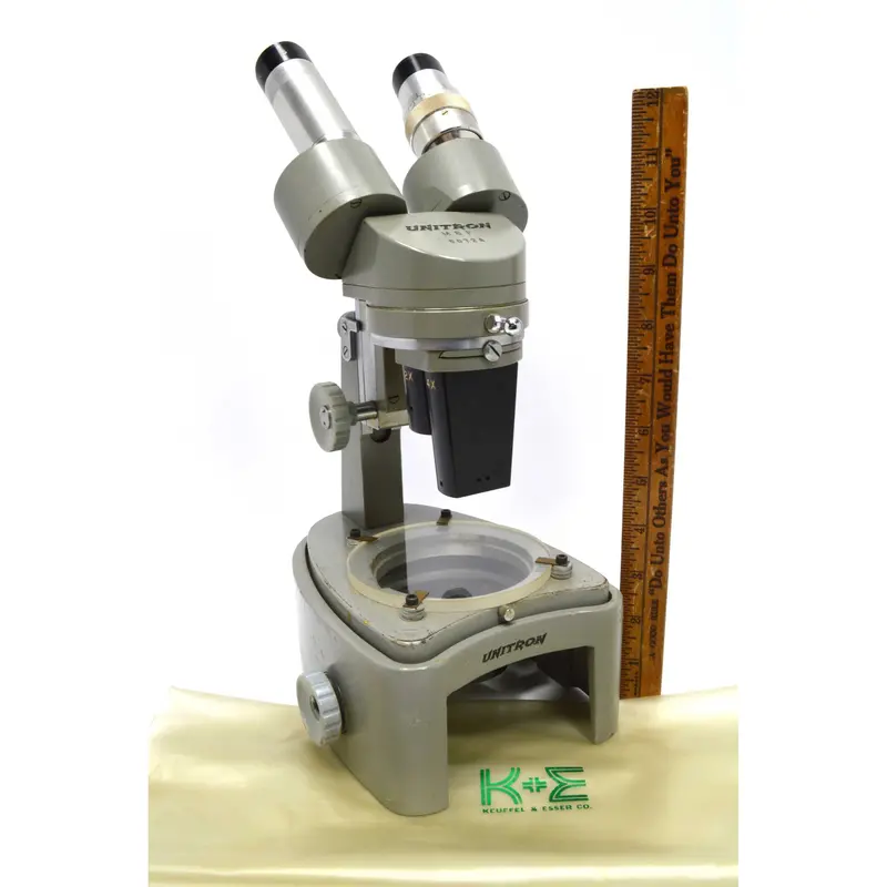 Unitron M8F Microscope – Wide-Field 10X Eyepieces With Bonus Keuffel & Esser Vinyl Carrying Pouch 1