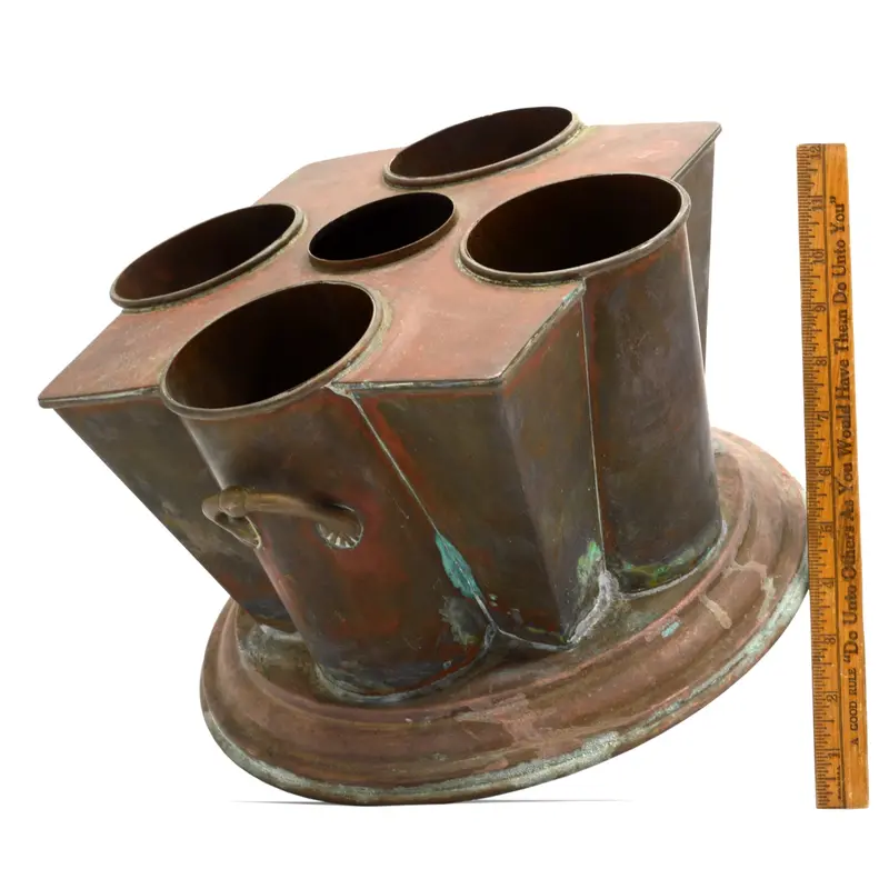 Unusual French Copper Wine Cooler – Primitive Ice Box Style With Umbrella/Cane Stand Function 1