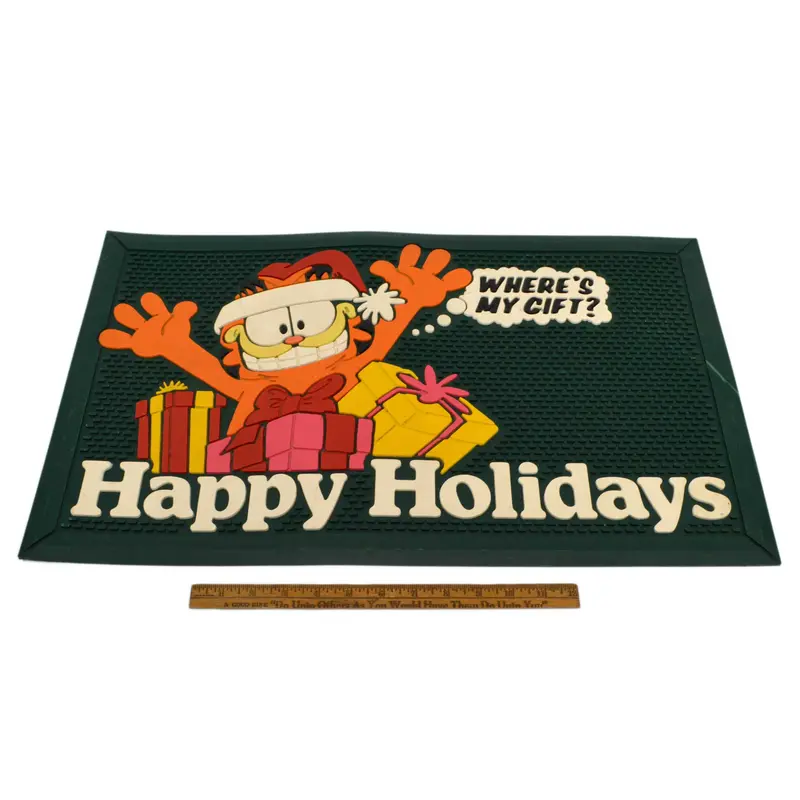 Vintage 1978 Garfield Holiday Door Mat: 'Happy Holidays… Where’S My Gift?' 1