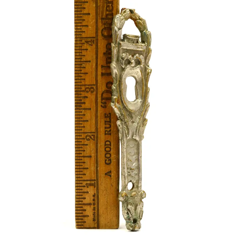 Vintage Brass Escutcheon Plate — Ornamental Vertical Keyhole Cover 1