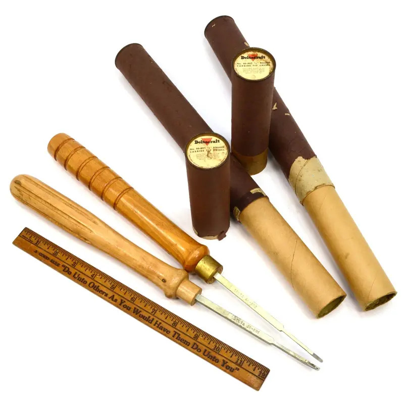 Vintage Delta/Rockwell Chisel Set – Two-Piece Lot: Square (46-801) And Round (46-802) 1