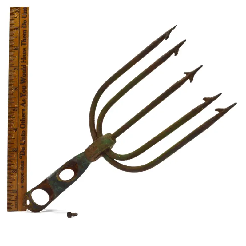 Vintage Frog Spear Head — Five-Tine Eel Fishing Fork With Rich Patina (Head Only) 1