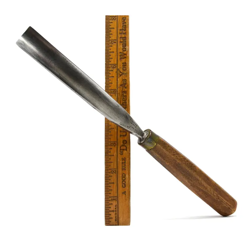Vintage J. Addis & Sons 3/4-Inch Carving Gouge – Octagonal Steel Blade With Wooden Handle 1