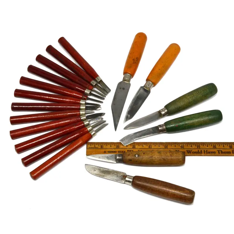 Vintage Japanese Carving Knife Set – 18-Piece Sculpting Collection With Wooden Handles 1