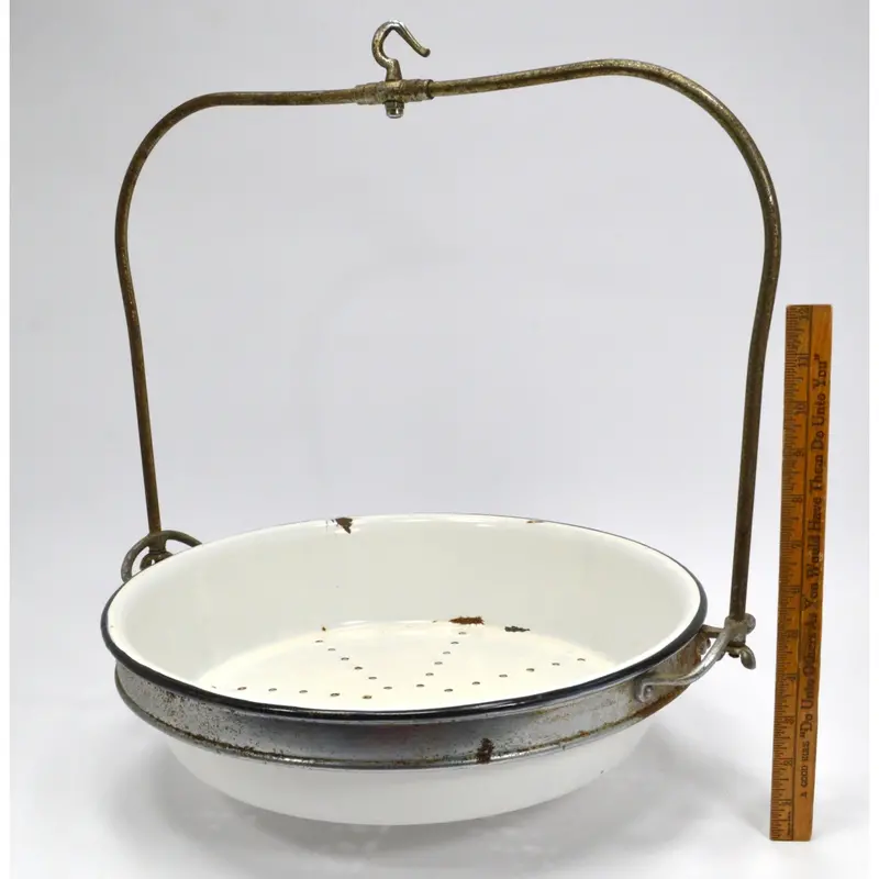 Vintage Porcelain Produce Tray For Hanging Scale — Includes Hook And Frame Assembly 1