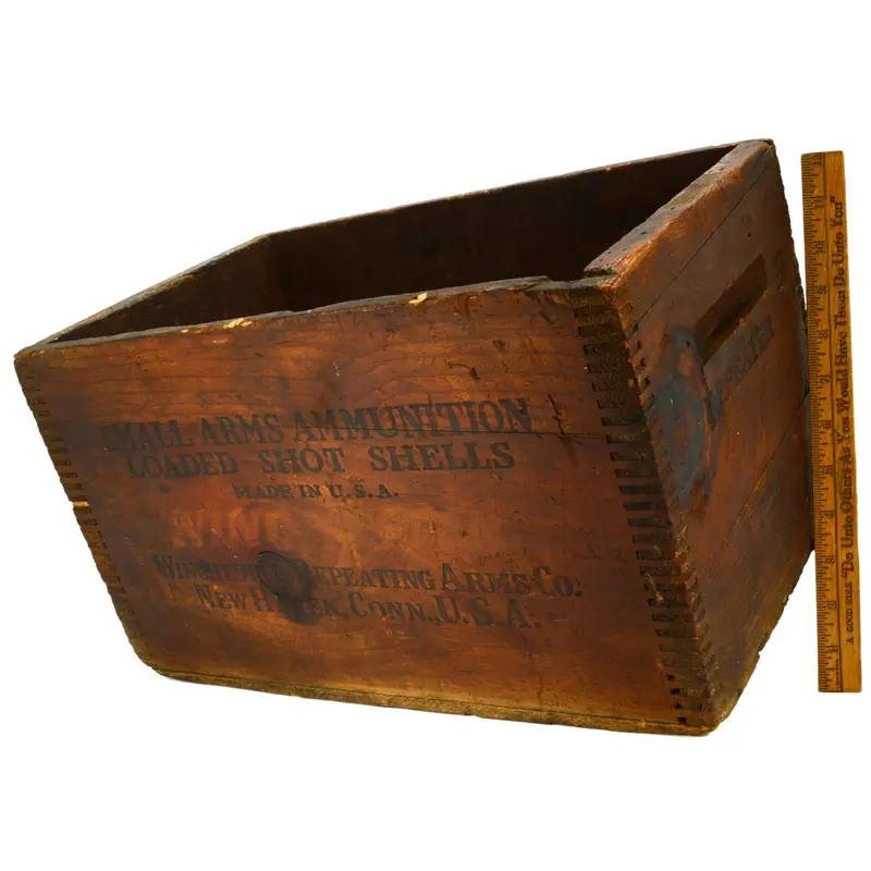 Vintage Winchester Wooden Ammunition Crate – 15X10X9 Inches, Small Arms Patina Finish 1