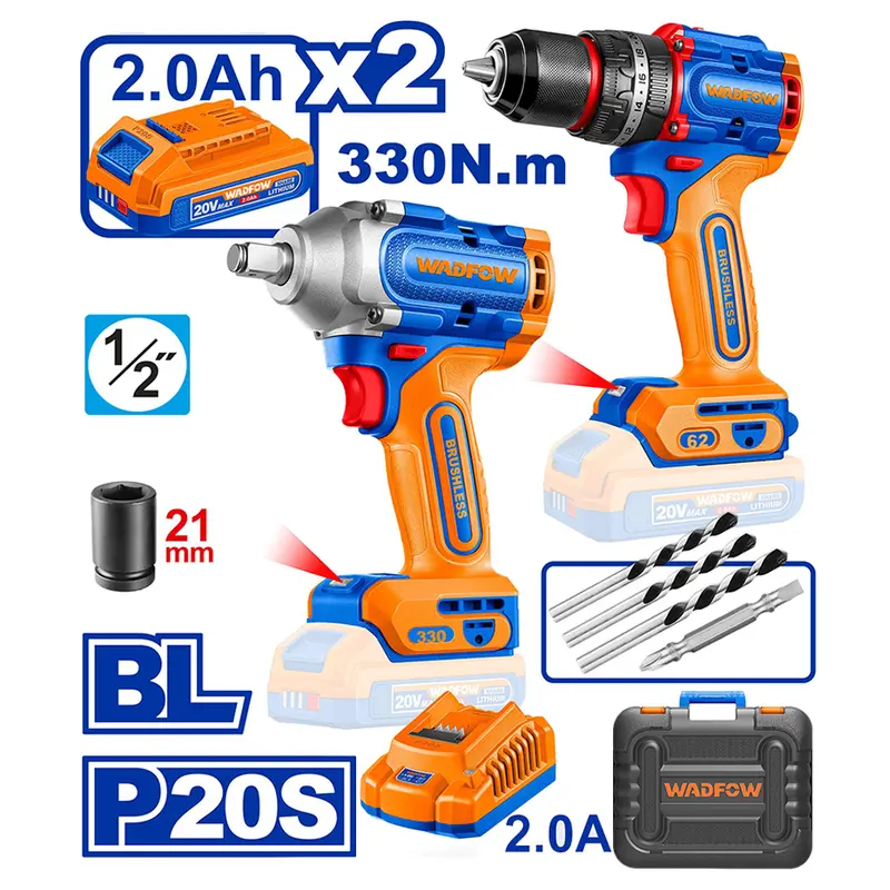 Wadfow 20V 2-Piece Cordless Combo Kit – Wck20275 1