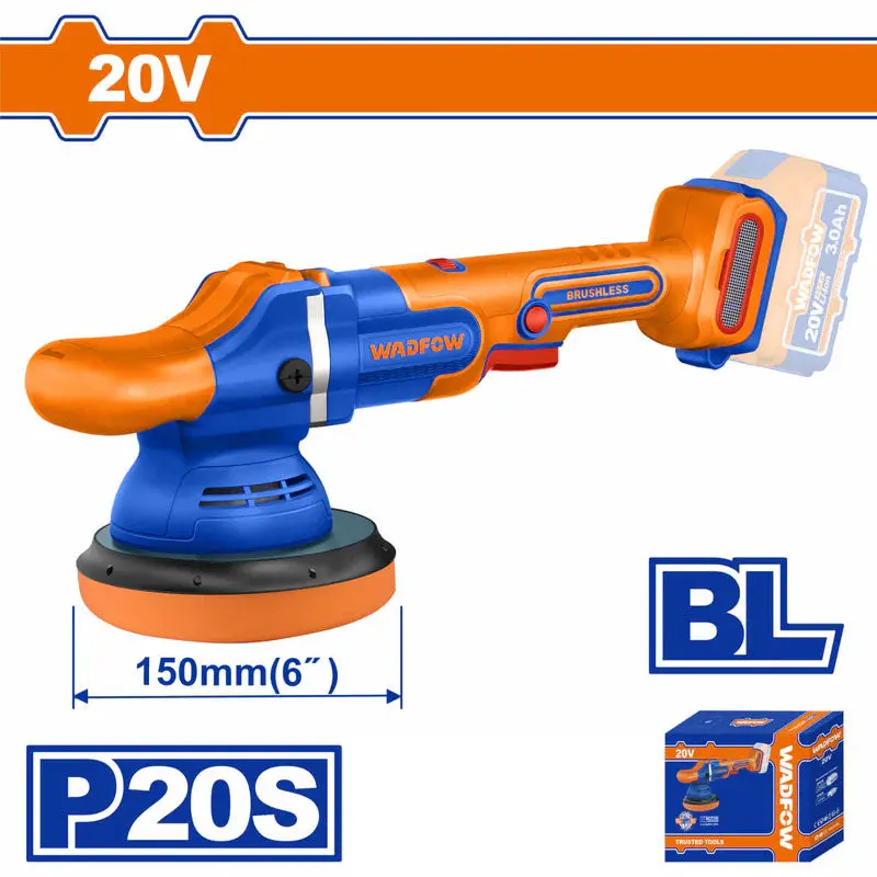 Wadfow 20V Brushless Cordless Polisher – Kit Includes Battery & Charger, Model Whl2B151 1