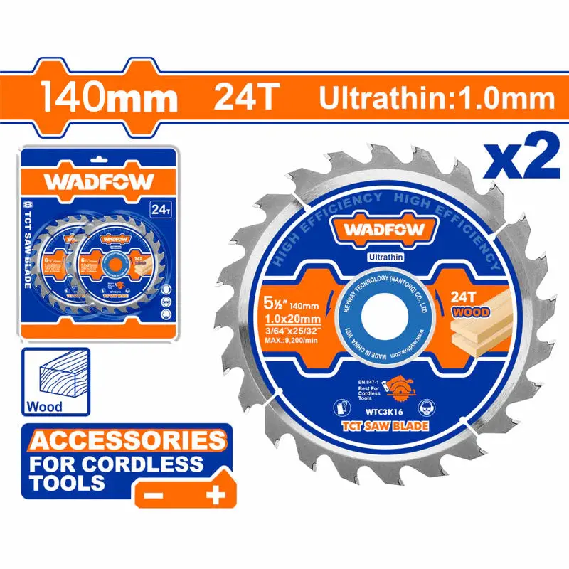 Wadfow Ultra-Thin Tct Saw Blade – 5.5-Inch (140Mm), Precision Cutting, Model Wtc3K14 1
