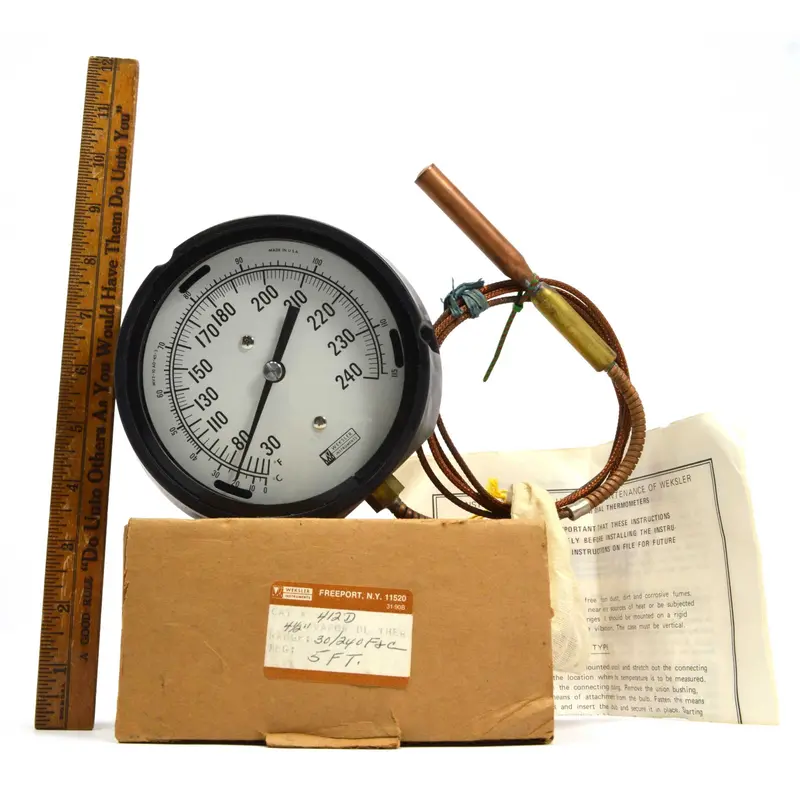 Wekslar Filled-System Dial Thermometer – Model 412-D (4.5" Face), Includes 5-Foot Capillary Line 1