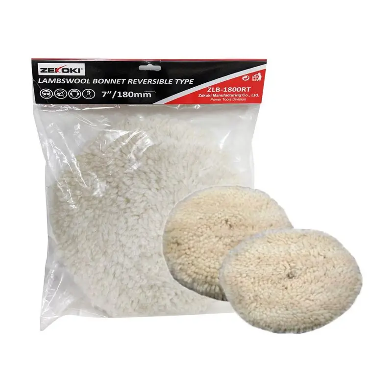 Zekoki Zlb-1800Rt Reversible 7-Inch Lambswool Bonnet — M16 Thread For Polishers 1