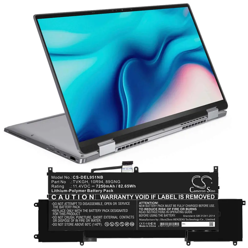 11.4V 7250Mah Li-Polymer Laptop Battery For Dell Latitude 9510 2-In-1 (82.65Wh) 1