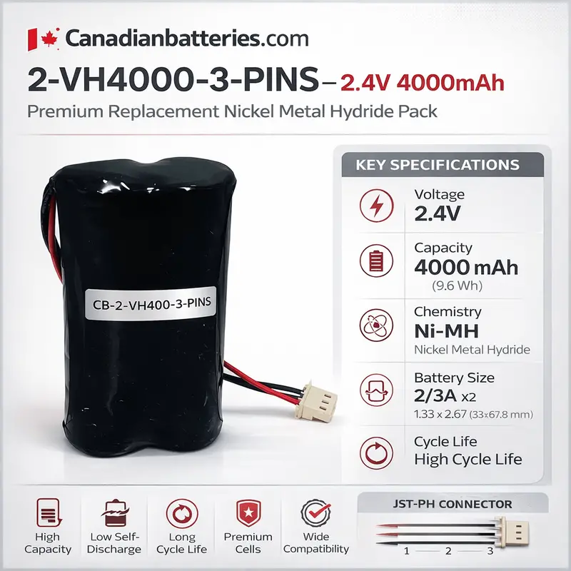 2.4V 4000Mah 3-Pin Battery For Realcare 2 & Realcare 3 Interactive Learning Dolls (9.6Wh) 1