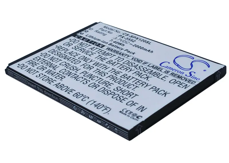3.7V 2000Mah Li-Ion Replacement For Simvalley Px-3552 & Spx-12 Smartphones – 7.4Wh 1