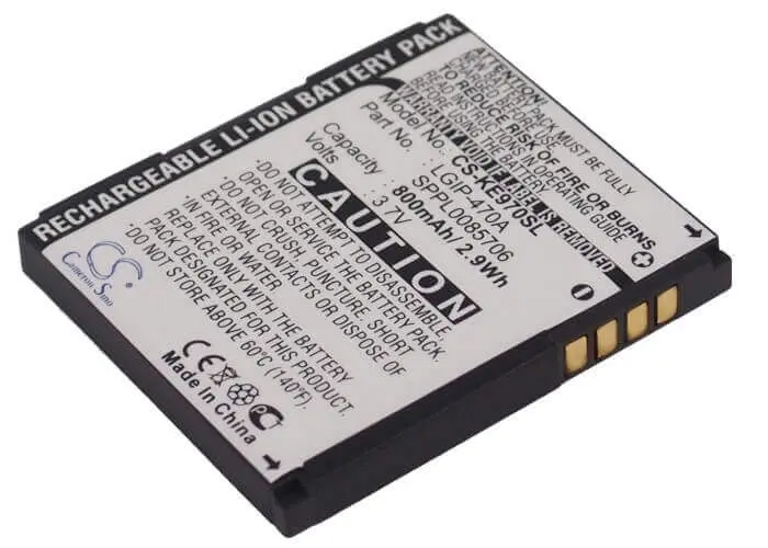 3.7V 800Mah Li-Ion Smartphone Battery For Lg Gd330, Ke70, And Lgip-470A – 2.96Wh 1