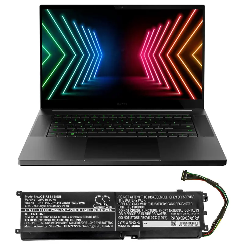4150Mah Li-Polymer Laptop Battery For Razer Blade 15 Base Editions (2018 Gtx 1660 Ti) (15.4V, 63.91Wh) 1