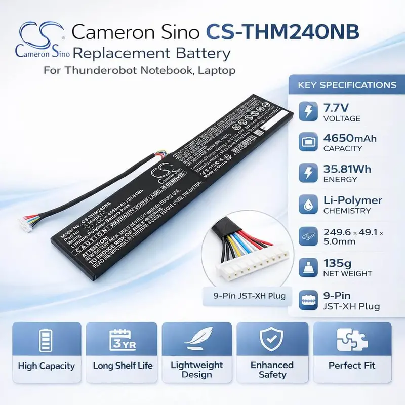7.7V 4650Mah Li-Polymer Laptop Battery For Thunderobot Mixbook Air (L140Bat-2) – 35.81Wh 1