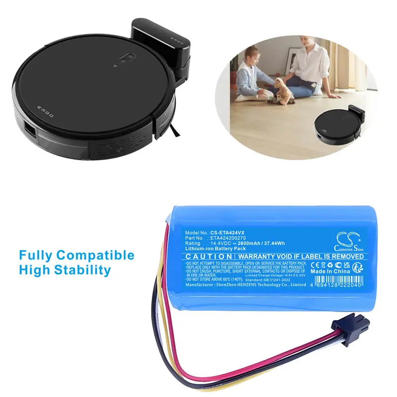 Eta Ergo Vacuum Cleaner Battery: 14.4V Li-Ion, 2600Mah, 37.44Wh – 2420 0270, 2218 9000 Compatible 1
