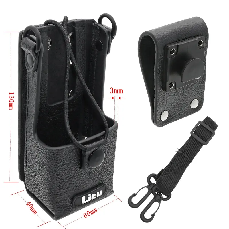 Motorola Cp040 Dp1400 Two-Way Radio Hard Leather Carry Case 1